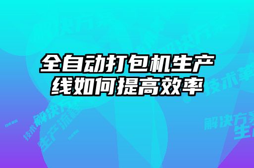 全自動(dòng)打包機(jī)生產(chǎn)線(xiàn)如何提高效率