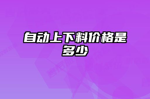 自動上下料價(jià)格是多少
