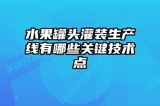水果罐頭灌裝生產(chǎn)線有哪些關鍵技術點
