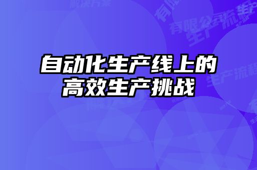 自動(dòng)化生產(chǎn)線(xiàn)上的高效生產(chǎn)挑戰(zhàn)
